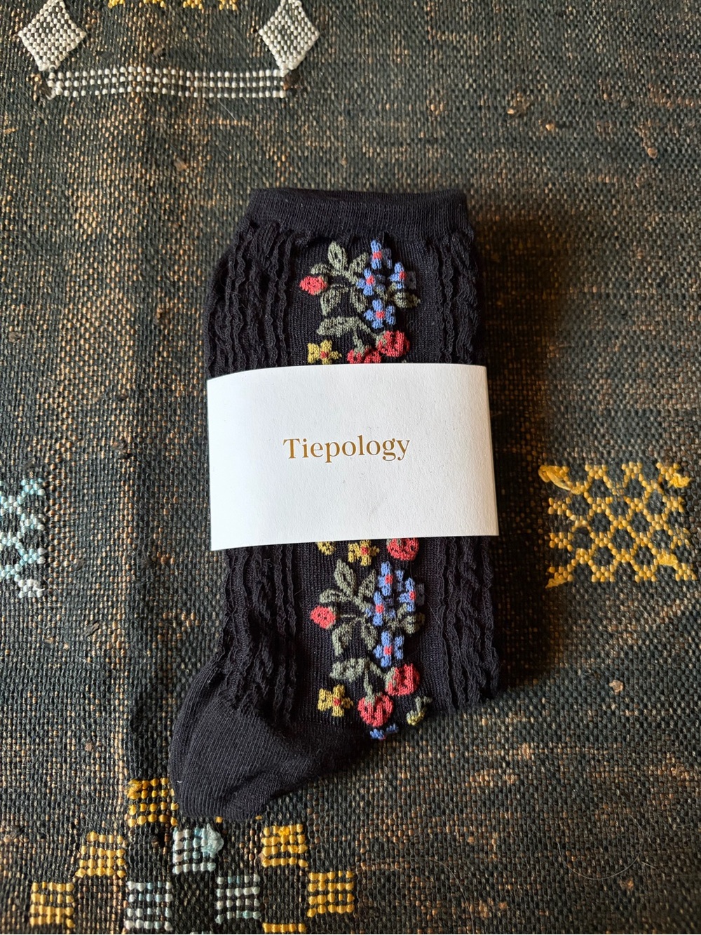 NWT Tiepology socks in Black Strawberries